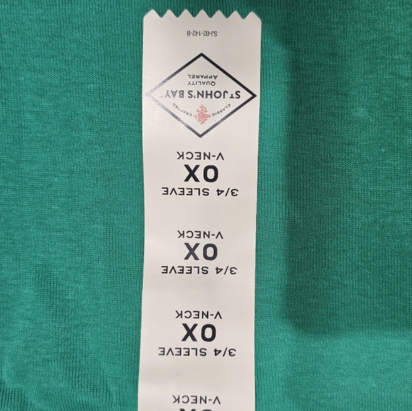 NWT St. John's Bay Essential Tee V-Neck 3/4 Sleeve Emerald Green Top Size 0X - Picture 5 of 7